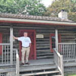 Desmond Jordan campaigning at the historic Lyon Cabin in Oakville Ward 2